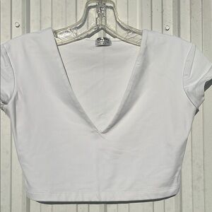 White Deep V Crop Top
